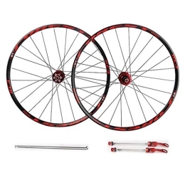 LHHL Spares 26" 27.5" Wheel Mountain Bike Double Wall Rim Set Disc Rim Brake 7 8 9 10 11speed Sealed Bearings Hub (Color : Red, Size : 26inch)
