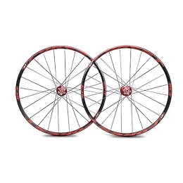 ZFF Mountain Bike Wheel 26 / 27.5inch Mountain Bike Wheelset Quick Release Disc Brakes MTB Wheels Aluminum Alloy Double Wall Rim 24holes Spokes Bike Wheels Fit 8 / 9 / 10 / 11speed Cassette (Color : Red, Size : 27.5'')