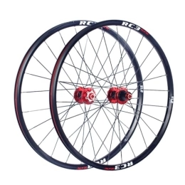ZFF Mountain Bike Wheel 26 27.5inch MTB Wheelset Disc Brake Quick Release Mountain Bike Wheel Carbon Fiber Hub Aluminum Alloy Rim 7 / 8 / 9 / 10 Speed Cassette 24 Holes Flat Spokes (Color : Red, Size : 26'')