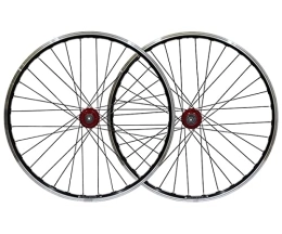 SHBH Mountain Bike Wheel 26" Bicycle Rim V Brake Disc Brake Mountain Bike Wheelset MTB Quick Release Wheels 32H Hub for 7 / 8 / 9 / 10 Speed Cassette Stainless Steel Spokes 2163g (Color : Red, Size : 26)