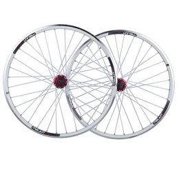 KANGXYSQ Mountain Bike Wheel 26 Bike Wheelset, Bicycle Wheels, Double Wall MTB Rim Quick Release V / disc Brake Mountain Cycling Wheel 32 Hole 7 8 9 10 11 Speed (Color : White)