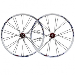 SN Mountain Bike Wheel 26 Bike Wheelset For Mountain Bicycle Front Rear Set Double-layer Rim Quick Release Disc Brake Hub Cycling Wheel For 7, 8, 9 Speed (Color : Red Hub, Size : Blue logo)