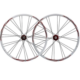 KANGXYSQ Mountain Bike Wheel 26 Bike Wheelset For Mountain Bicycle Front Rear Set Double-layer Rim Quick Release Disc Brake Hub Cycling Wheel For 7, 8, 9 Speed (Color : Red Hub, Size : Green logo)