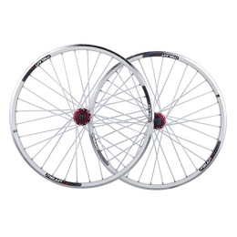 KANGXYSQ Spares 26" Cycling Wheels Mountain Bike Aluminum Alloy V Brake Wheel Set Quick Release Rims 32 Hole White / Black (Color : White)