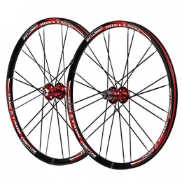 SN Mountain Bike Wheel 26 In Cycling Wheels Set Mountain Bike Wheelset Quick Release 6 Nail Disc Brake 24 Hole Steel Tower Base Alloy Rim For 8 9 10 Speed Hub (Color : Red Hub)