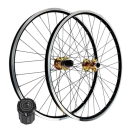 DYSY Mountain Bike Wheel 26 Inch 27.5" 29 IN MTB Bike Wheels Double wall Aluminum Alloy Hybrid / Bike Hub Disc Brake / V Brake HG Mountain Rim for 7-12 Speed 2150g (Color : Gold, Size : 29 inch)