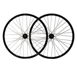 CHICTI Spares 26 Inch Bike Front Rear Wheel MTB Wheelset Double Wall Aluminum Alloy Disc Brake Cycling Bicycle 32 Hole Rim 7 / 8 / 9 Speed (Color : Black)
