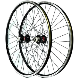 SN Spares 26 Inch Bike Wheel Set Front 2 Rear 4 Bearing Hub Quick Release Disc / V-Brake 6 Claws Mountain Bicycle Wheelset 7-11 Speed Cassette Flywheel (Color : Black hub)