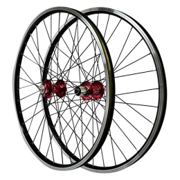 SJHFG Spares 26-inch Bike Wheels, Front 2 Rear 4 Bearing Hub Disc Brake V Brake 32H 7 / 8 / 9 / 10 / 11 Speed Freewheel Mountain Bike Wheels (Color : Red)