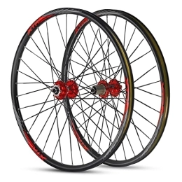 KANGXYSQ Spares 26 Inch Bike Wheelset Cycling Wheels Mountain Bike Disc Brake Wheel Set Aluminum Alloy Disc Brake 120 Sounds Quick Release For 7 8 9 10 11 Speed Red