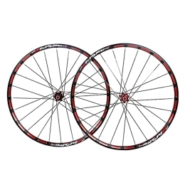 BYCDD Spares 26 Inch Bike Wheelset Mountain Road Bicycle Wheels Thru Axle Front Rear Rim Cycling Wheel Set Disc Brake 7-11 Speed Cassette, Red_26 Inch