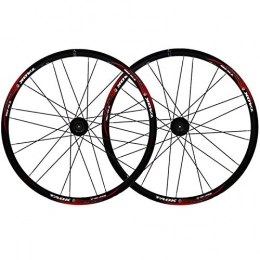 HYLK Mountain Bike Wheel 26 Inch Discbrake Quick Release Bike Wheelset Bicycle Front Rear Wheel Set Cycling MTB Rim Double Wall Alloy 24 Hole For 7 / 8 / 9s Freewheel (Black rim Red logo)
