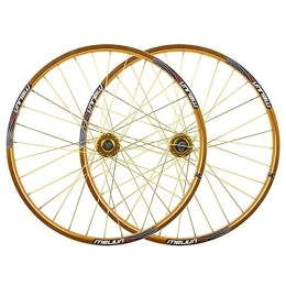 LHHL Mountain Bike Wheel 26 Inch Mountain Bike Disc Brake Wheel 32 H Before And After The Bicycle Wheel Aluminum Alloy Bicycle Wheels QR Sealed Bearing Front 100mm Rear 135mm (Color : Gold, Size : 26")