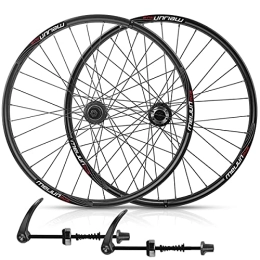 ZFF Spares 26 Inch Mountain Bike Disc Brake Wheelset Bicycle Front Rear Wheel Double Wall Rim Quick Release 7 / 8 / 9 / 10 Speed Cassette Flywheel 32 Hole (Color : Black)