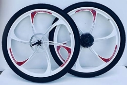 Tyres Kenda Spares 26 inch Mountain bike Magnesium Alloy wheels front & rear with cassette & tyres (White, 8 speed)