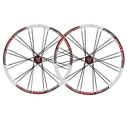 DaGuYs Spares 26 Inch Mountain Bike Wheel Set Disc Brake Bicycle Wheel Double Wall Quick Release 24 Hole 7 / 8 / 9 Speed (Red Hub)