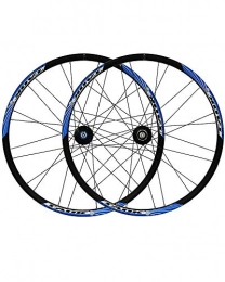 WXX Spares 26 Inch Mountain Bike Wheel Set Double Wall Quick Release Rim Disc Brakes 7-11 Speed 24 Holes, Black blue