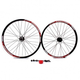 CDSL Mountain Bike Wheel 26 Inch Mountain Bike Wheel Set Double Wall V Section Loose Bead Hub 1 Pair (Color : Red)
