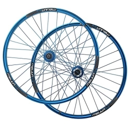 KANGXYSQ Spares 26 Inch Mountain Bike Wheelset Aluminum Alloy Rim 32H Disc Brake MTB Wheelset Quick Release Front Rear Wheels For 7 8 9 10 Speed Cassette Flywheel (Color : Blue)