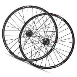 KANGXYSQ Mountain Bike Wheel 26 Inch Mountain Bike Wheelset Bicycle Wheel Disc Brake Double Wall Aluminum Alloy Quick Release 7 / 8 / 9 / 10 Speed Flywheel 32 Hole (Color : Black)