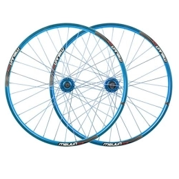 KANGXYSQ Spares 26 Inch Mountain Bike Wheelset Disc Brake Front Rear Wheel Set 32 Hole Bicycle Wheels Double Wall MTB Rim Quick Release 7 8 9 10 Speed (Color : Blue)