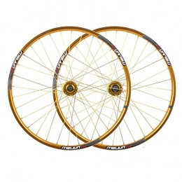 SN Mountain Bike Wheel 26 Inch Mountain Bike Wheelset Disc Brake Front Rear Wheel Set 32 Hole Bicycle Wheels Double Wall MTB Rim Quick Release 7 8 9 10 Speed (Color : Gold)