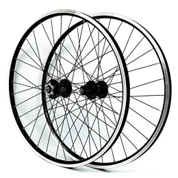 KANGXYSQ Spares 26 Inch Mountain Bike Wheelset Double Wall Aluminum Alloy Disc / V-Brake Cycling Bicycle Wheels Front 2 Rear 4 Palin 32 Hole 7-11 Speed Freewheel (Color : Black hub)
