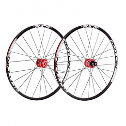 CHICTI Spares 26 Inch Mountain Bike Wheelset Double Wall Aluminum Quick Release Rim Front 2 Rear 5 Palin 7 8 9 10 11 Speed Carbon Fiber Hub Disc Brake 24 Hole (Color : Red)