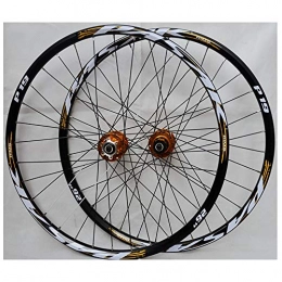 YUASIA Spares 26 inch Mountain Bike Wheelset, MTB Double Walled Aluminum Alloy Hub Rim Disc Brake Quick Release Mountain Bicycle wheels set, Bike Front and Rear Wheel for 7 / 8 / 9 / 10 / 11 Speed Freewheel Set, Golden