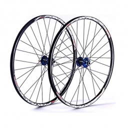 YUASIA Spares 26 inch Mountain Bike Wheelset, MTB Double Walled Carbon Fiber Blue Hub Rim Disc Brake Quick Release Mountain Bicycle wheels set, Bike Front and Rear Wheel for 7 / 8 / 9 / 10 / 11 Speed Freewheel Set, Black