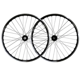 ZFF Spares 26 Inch Mountain Bike Wheelset Sealed Bearing Aluminum Alloy Ring MTB Front Rear Wheels Quick Release Disc / V Brake 7 8 9 Speed (Color : Black hub)
