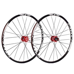 CAISYE Spares 26 Inch Mountain Wheel Set 120 Caster Bicycle 5 Palin Disc Brake 32Holes Disc Brake Mountain Bike Wheels Six Holes MTB Bicycle Front 2 Rear 4 Sealed Bearings, Red, A