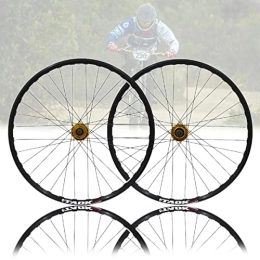 Samnuerly Spares 26 Inch MTB Bicycle Wheelset Aluminum Alloy Mountain Bike Wheel Set QR 32 Hole Hub Disc Brake Rim For 7 / 8 / 9 / 10 Speed (Color : Black, Size : 26in) (Gold 26in)