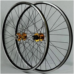 VPPV Spares 26 Inch MTB Bicycle Wheelset, Double Wall Aluminum Alloy Disc Brake Rim Hybrid / Mountain V-brake 11speed Wheel (Color : Gold)