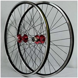 MGE Spares 26 Inch MTB Bike Front Rear Wheel For Bicycle Wheelset Double Layer Alloy Rim 6 Sealed Bearing Disc / Rim Brake QR 7-11 Speed 32H Bike wheel (Color : Red Hub)