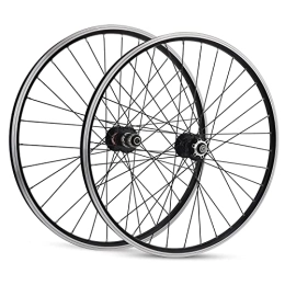 SHKY Spares 26 Inch MTB Rim Wheelset, Bicycle Front Rear Wheel 32 Spoke Mountain Bike Wheelset Disc / Rim Brake, 7-11Speed Cassette QR Sealed Bearing Hubs, Black hub
