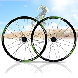 Samnuerly Mountain Bike Wheel 26 Inch MTB Wheelset Disc Brake Mountain Bike Wheel 25mm Rim Height QR Sealed Bearings Fit 7-10 Speed Cassette Bicycle Wheelset (Color : White Green) (Black Green)