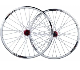 SHKJ Mountain Bike Wheel 26 Inch MTB Wheelset Disc / V Brake Mountain Bike Wheels Aluminum Alloy Rim 32 QR Hub Front Rear Wheel Set, for 7 / 8 / 9 / 10 Speed Cassette (Color : 26" White)