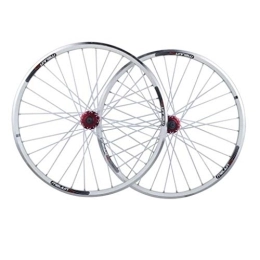 VPPV Mountain Bike Wheel 26 Inch V Brake Bike Wheels, Aluminum Alloy MTB Disc Brake Hybrid / Mountain For 7 / 8 / 9 / 10 / 11 Speed Cassette (Color : White)