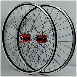 VPPV Spares 26 Inch V-brake MTB Bicycle Wheelset, Double Wall Aluminum Alloy Disc Brake Hybrid / Mountain Rim 11 speed Wheel (Color : Red)