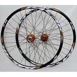 Coool Mountain Bike Wheel 26 Inches Bicycle Wheel Set with Quick release and Tire Pad for 7 / 8 / 9 / 10 / 11 speed Disc brake Mountain Bike (Color : Gold)