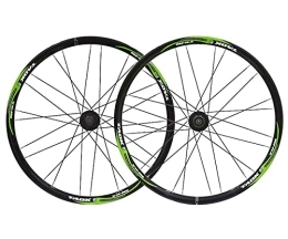 SHBH Mountain Bike Wheel 26" Mountain Bike Disc Brake Wheelset Quick Release Bicycle Wheels MTB Rim Flat Spokes 24H QR Hub for 7 / 8 / 9 / 10 Speed Cassette 2330g (Color : Green A, Size : 26in)