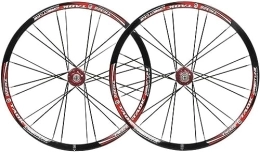 FOXZY Mountain Bike Wheel 26 "Mountain Bike Wheel Set Disc Brake Wheel Set 24H Bicycle Rim Quick Release Hub, Suitable For 7 / 18 / 9 / 10 Speed (Color : Black Red, Size : 26'')