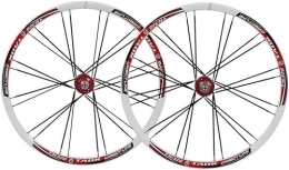 HAENJA Mountain Bike Wheel 26 "Mountain Bike Wheel Set Disc Brake Wheel Set 24H Bicycle Rim Quick Release Hub, Suitable For 7 / 18 / 9 / 10 Speed Wheelsets (Color : White Red, Size : 26'')