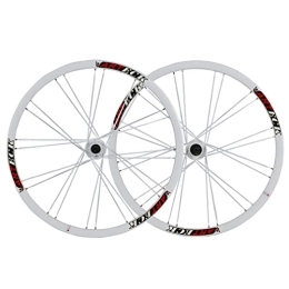 SHBH Mountain Bike Wheel 26" Mountain Bike Wheelset 24H Bicycle Rim MTB Disc Brake Wheels Flat Spokes Quick Release Hub for 7 / 8 / 9 / 10 Speed Cassette Flywheel 2342g (Color : White)