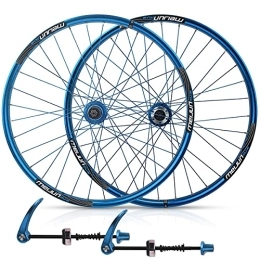 Samnuerly Spares 26" Mountain Bike Wheelset Disc Brake Bicycle Rim MTB Wheels Quick Release 32H For 7 / 8 / 9 / 10 Speed Cassette Hub 2267g (Color : Blue, Size : 26in 32Holes) (Blue 26in 32Holes)