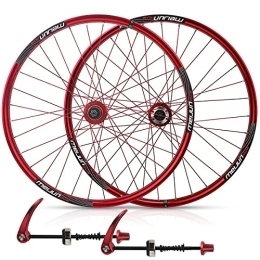 Samnuerly Spares 26" Mountain Bike Wheelset Disc Brake Bicycle Rim MTB Wheels Quick Release 32H For 7 / 8 / 9 / 10 Speed Cassette Hub 2267g (Color : Blue, Size : 26in 32Holes) (Red 26in 32Holes)
