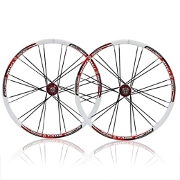 DFNBVDRR Mountain Bike Wheel 26'' Mountain Bike Wheelset Disc Brake MTB Wheelset Quick Release 24H Straight Pull Rim Fit 7 / 8 / 9 / 10 Speed Cassette Front Rear Wheels (Color : White Red, Size : 26in)