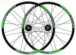 OMDHATU Mountain Bike Wheel 26" mountain bike wheelset Double-layer aluminum alloy rim CNC crafted aluminum hubs Ball bearing quick-release Disc Brake Wheel Set for 7-10 speed cassette (Color : Black+green)