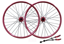 OMDHATU Mountain Bike Wheel 26" mountain bike wheelset Double-layer aluminum alloy rim Front 2+ rear 2 Sealed bearing hubs Disc Brake for 7-8-9-10 speed Cassette quick release Wheel Set (Color : Red)